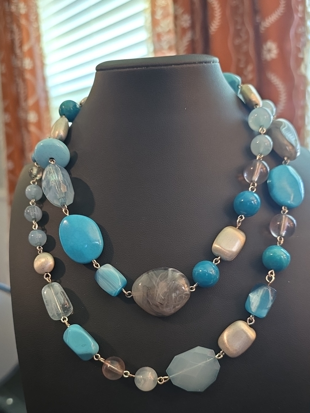 Artisan Blue Bead Long-Strand Necklace